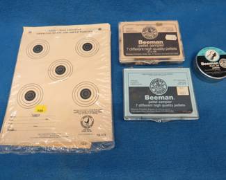 Lot 378. Beeman pellet sampler packs, pellets, and targets