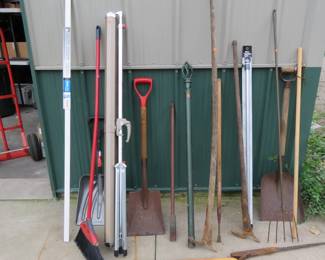 Lot 222. Three very old ice-harvesting hooks recovered by a diver from a lake, an ice chisel, fishing spear, and more