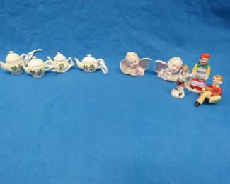 Lot 69. Child's tea set, pair of angels, and three figurines. Angels and two of the figurines are marked "Made in Occupied Japan"