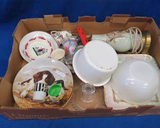 Lot 249. Collectible glassware and glass items including a Fire-King bowl