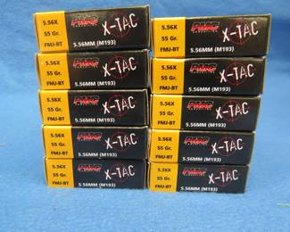 Lot 194. PMC 5.56mm 55-grain. 10 full boxes of 20 each. 200 total rounds.