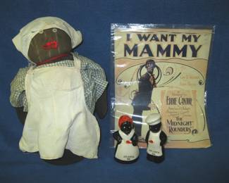 Lot 279. Black Americana including salt and pepper, 1922 sheet music, and a homemade doll