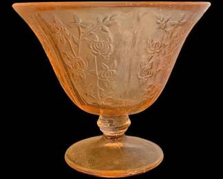 Vintage Pink Depression Glass Pedestal Dish