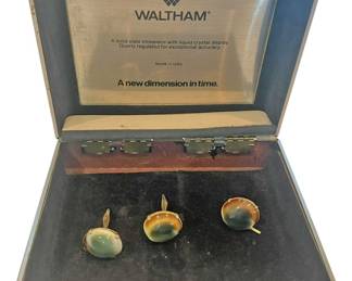 Victorian Operculum Cufflinks Tie Clip