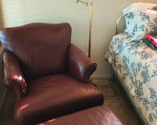 Leather armchair and ottoman