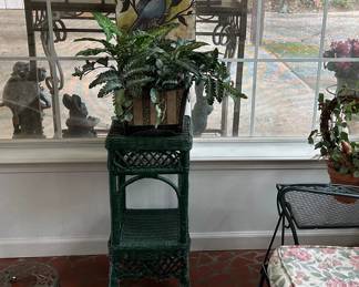 Green Wicker Fern Stand