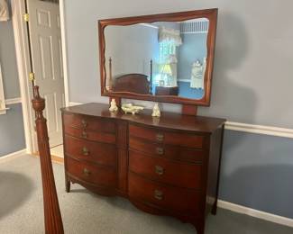Mahogany Double Dresser with Mirror