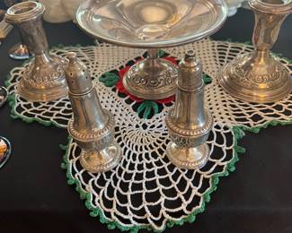 Sterling Reed & Barton candle holders
Sterling Reed & Barton small compote
Sterling salt & pepper