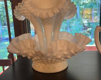 Hobnail milk glass Epergne