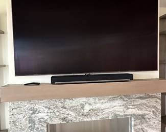 Samsung smart tv 66" w x 37.5" t 75" diagonal; $500; Sonos sound bar; $90