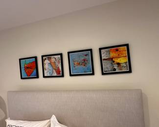 Set of 4 Jean Larson framed original artwork; 14" square ea.; $650