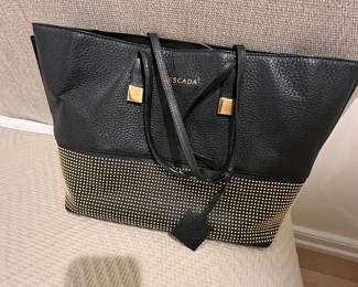 Leather Escada black and gold bag; $65