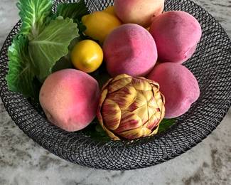 Metal basket with fruit $15