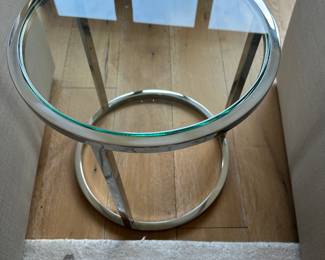 Nicholas metal and glass side table 19” t x 18” w $345