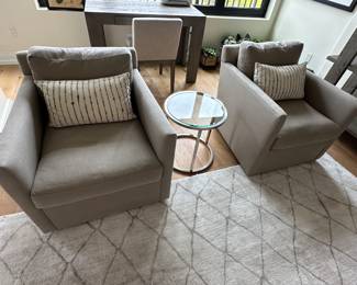 Pair of Restoration Hardware Oliver track linen chairs; $1100 ea. or $2000 pr.