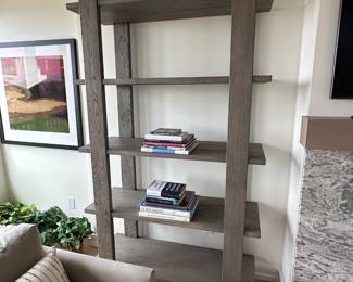 Restoration Hardware Antoccino shelving unit (2 available); 48" w x 90.5" t x 17.5" d; $900 ea. 