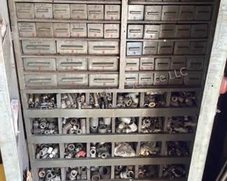 Primitive storage cabinet & contents