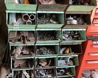 24 metal stacking bins & contents