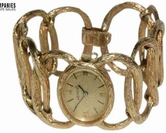 14K Verano Semag Ladies Large Bark Link Wrist Watch