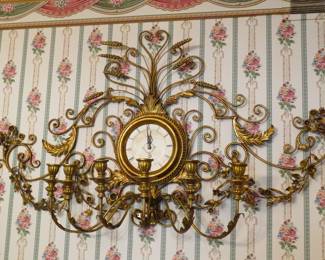 Italian floral metal clock candleholder