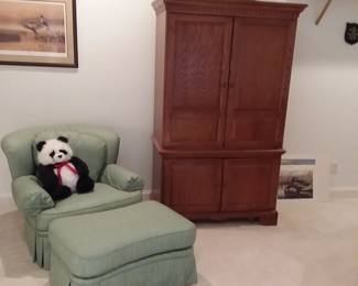 Upstairs armoire, chair & ottoman