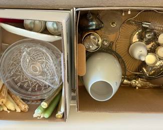 various glass and metal tableware