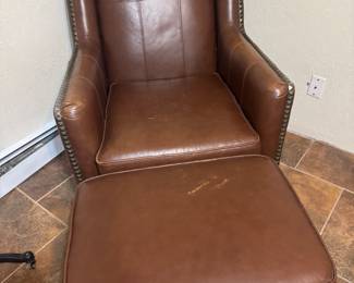 Leather chair and ottoman