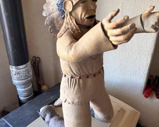 Heavy large pottery sculpture by Cherokee native