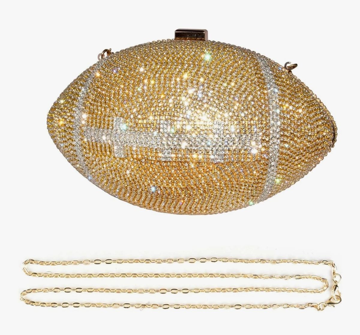 NEW GOLD Rhinestone Football Purse