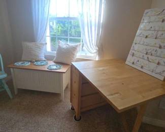 HA139Flip Top Storage Bench And Gate leg Drop Leaf Table