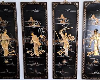 ASIAN LACQUER SHELL WALL ART PANELS