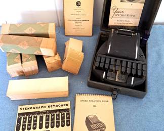 ANTIQUE STENOGRAPH MACHINE MANUAL PAPER NOTEBOOK