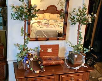 Bamboo Style table and Mirror 