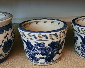 Chinoiserie bowl, Reticulated Chinoiserie planters