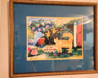 Framed Mike Smith Cat Art