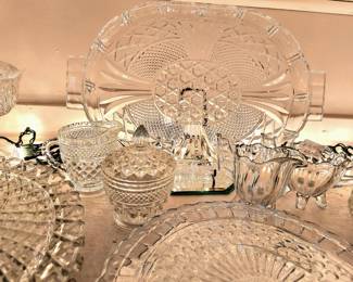 Crystal trays, Cream and sugar sets, Candy dishes 