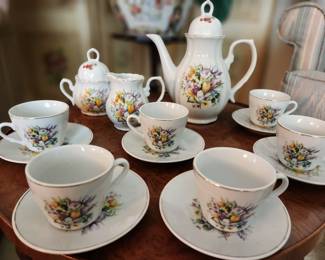 Demitasse coffee set hand painted porcelain