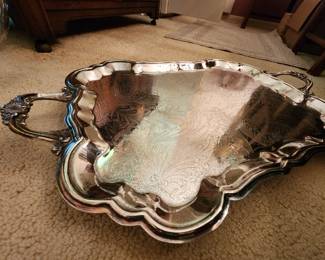 Large silver plate footed tray