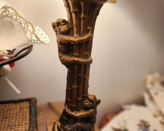 Pair Large Monkey Lamps