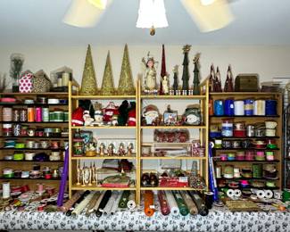 Shelves of Ribbons and more Chirstmas