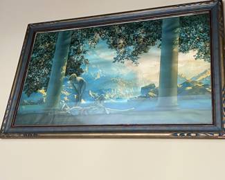 Large original print of Daybreak by Maxfield Parrish. Original frame. 