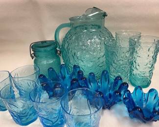 Teal MCM Glassware Anchor Hocking Lido Milano