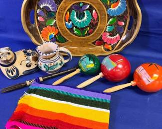 Collection Of Handpainted And Woven Crafts