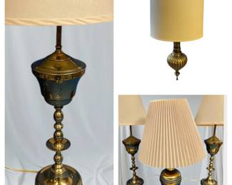 Coordinating Brass Lamps And Hanging Brass Lamp