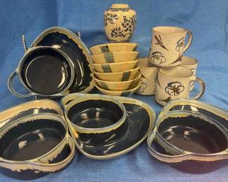 Blue Earthy Pottery Lot