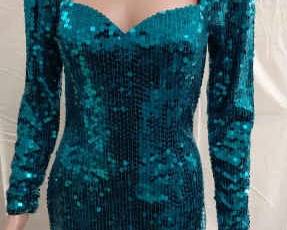 Vintage clothing Teal Sequin Mini Dress