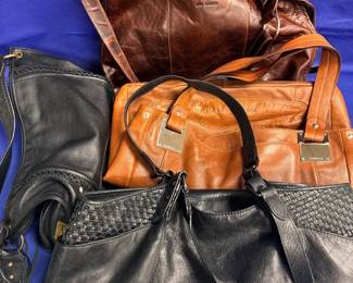 Vintage Womens Leather Coat, Boots, Handbags