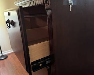 Solid Wood 4 Drawer Filing Cabinet with Key