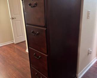 Solid Wood 4 Drawer Filing Cabinet with Key