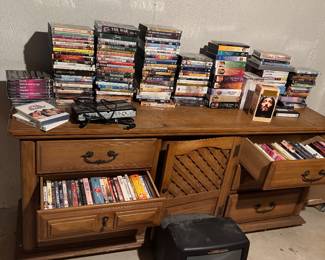 VHS tapes and a beautiful vintage women’s chest of drawers 